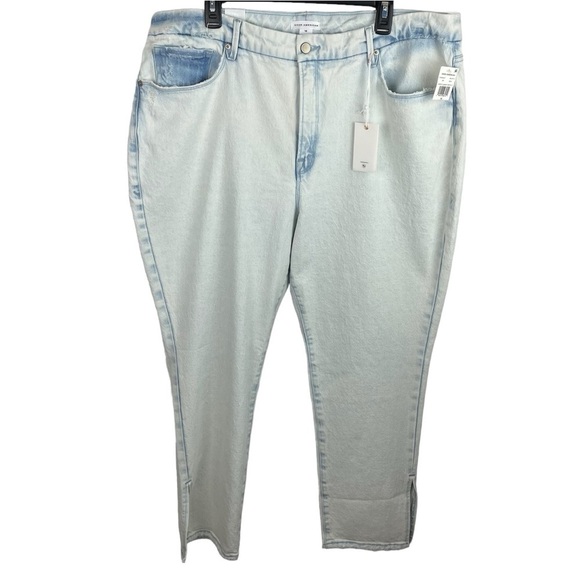 Good American | Light Wash Good Classic High Rise Split Cuff Jeans New - Picture 1 of 12